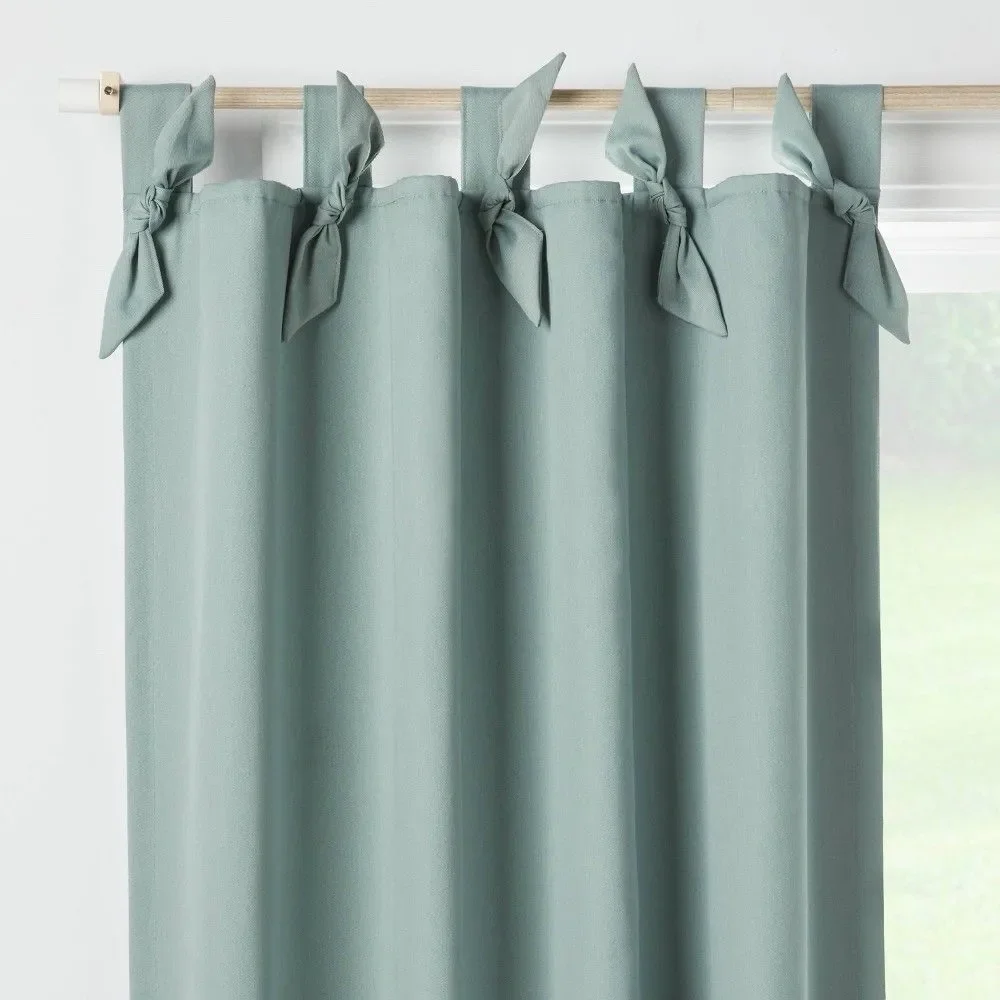 Pillowfort Blackout Curtain Panel Green Tie Top 42x84 Embellished New